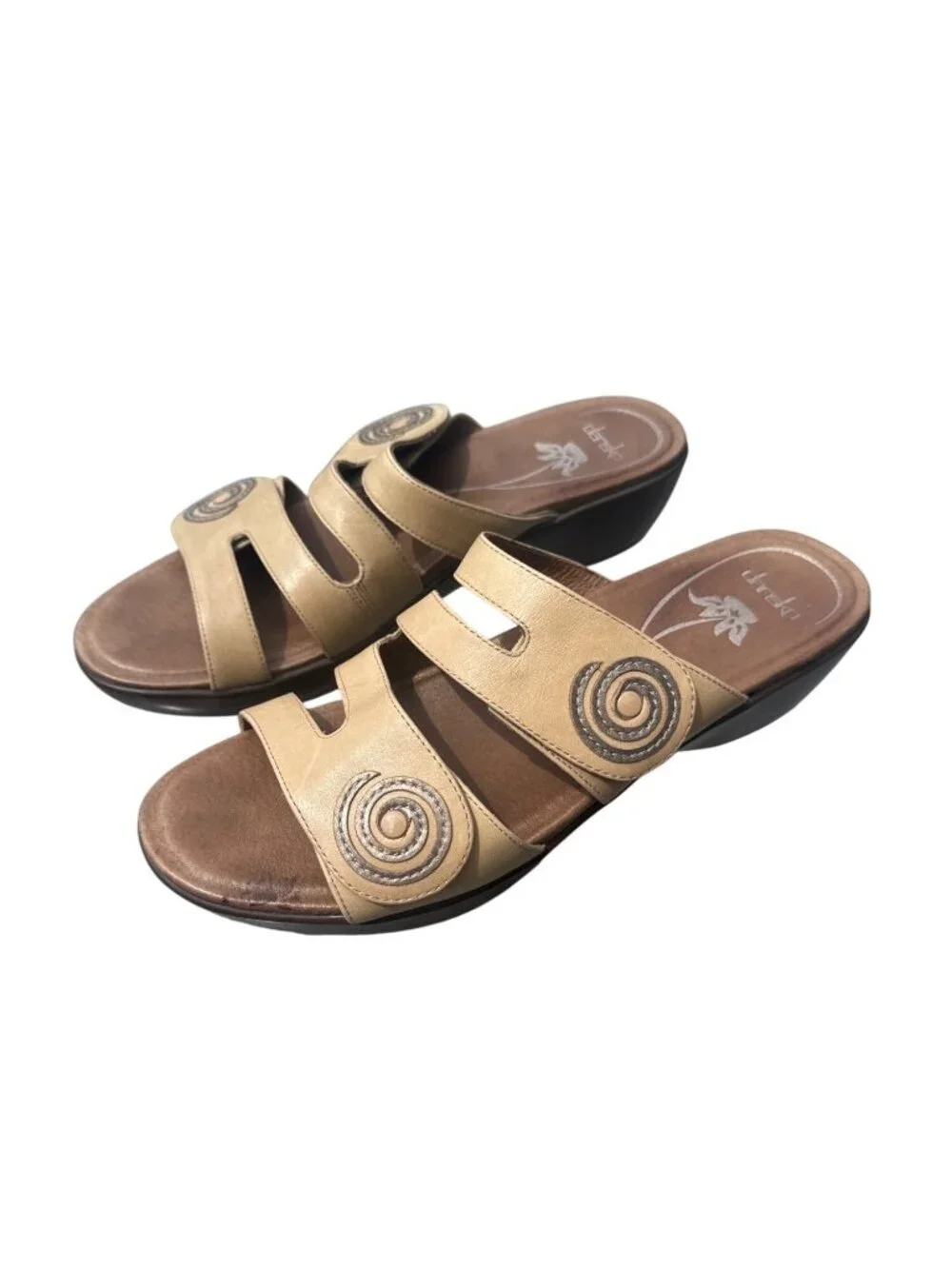 Dansko Donna EU 42 US 11.5-12 Beige Leather Comfort Sandals Adjustable Slides